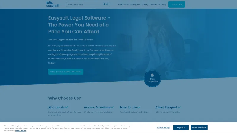 Homepage of Easysoft Legal Software