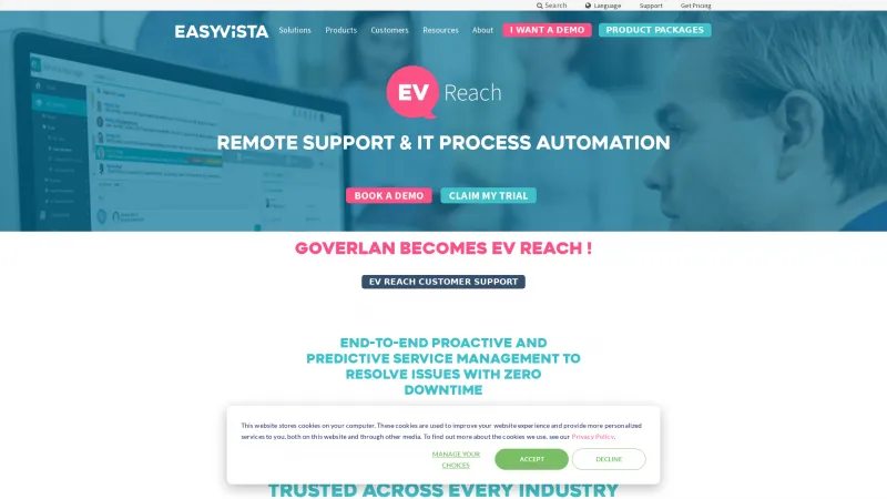 Homepage of EV Reach