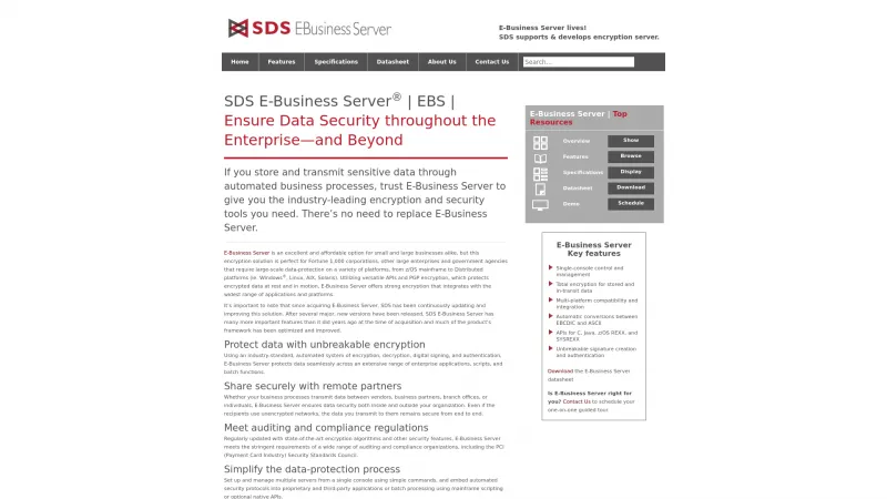 Homepage of SDS E-Business Server