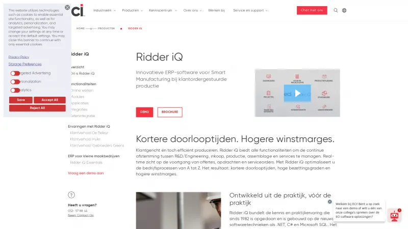 Homepage of Ridder iQ