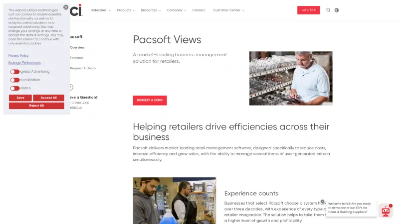 Homepage of Pacsoft