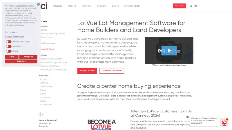 Homepage of LotVue