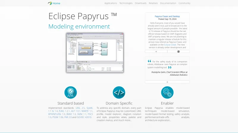 Homepage of Eclipse Papyrus