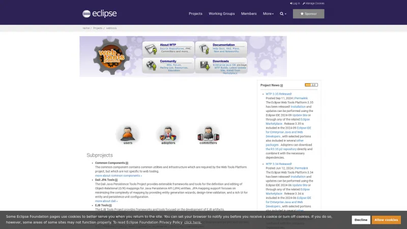 Homepage of Eclipse Web Tools Platform (WTP)