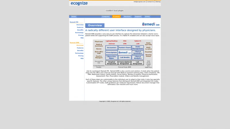 Homepage of Remedi EMR