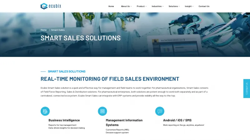 Homepage of ecubix Smart Sales