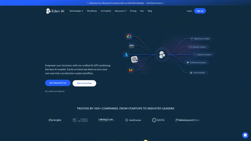 Homepage of Eden AI