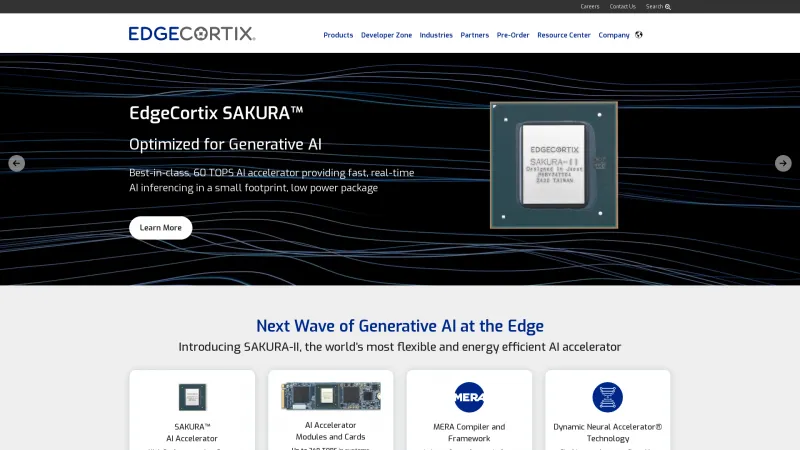 Homepage of EdgeCortix