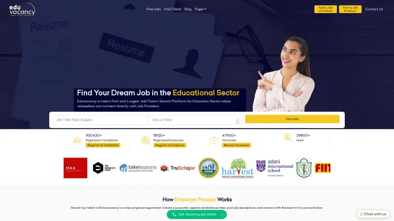 Homepage of Eduvacancy