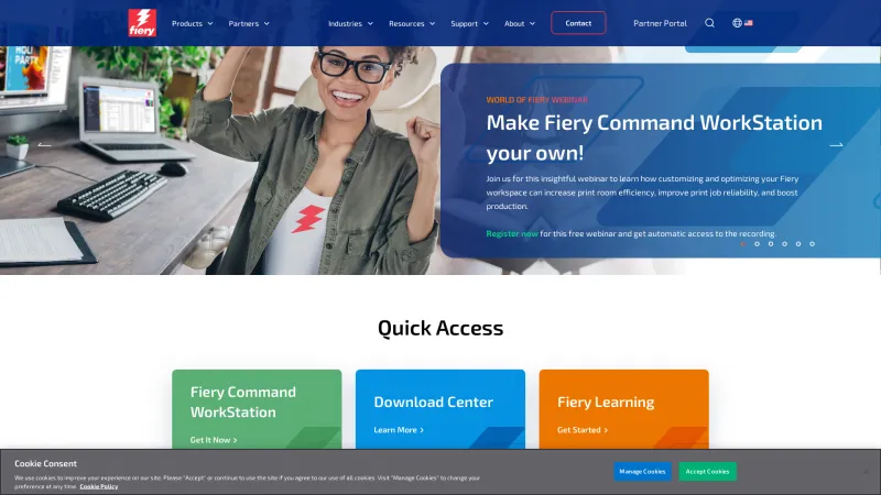 Homepage of Fiery Variable Data Printing