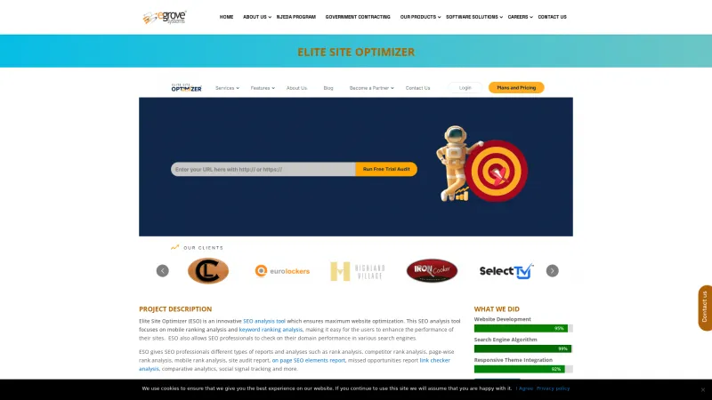 Homepage of Elite Site Optimizer