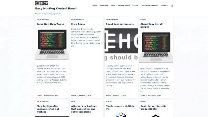 Homepage of Easy Hosting Control Panel (EHCP)