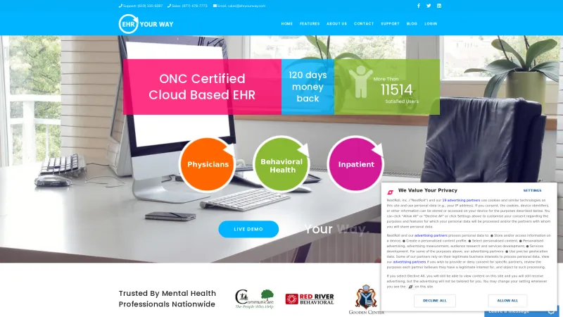 Homepage of EHR YOUR WAY