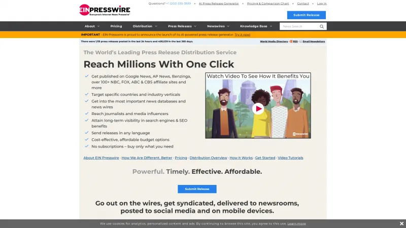 Homepage of EIN Presswire