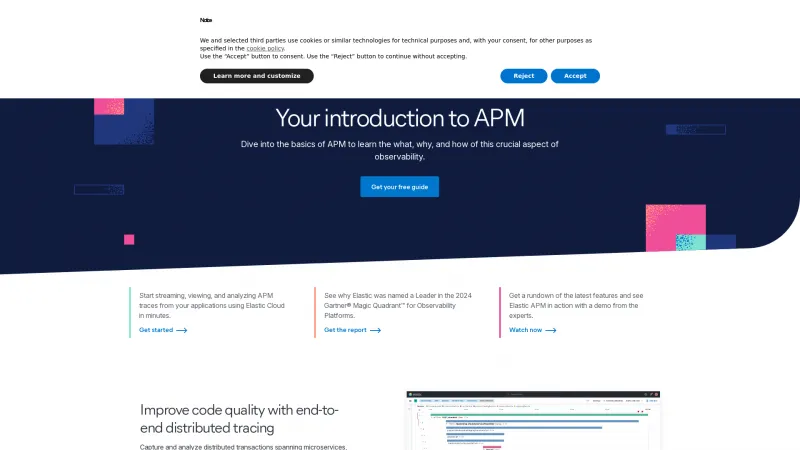 Homepage of Elastic APM