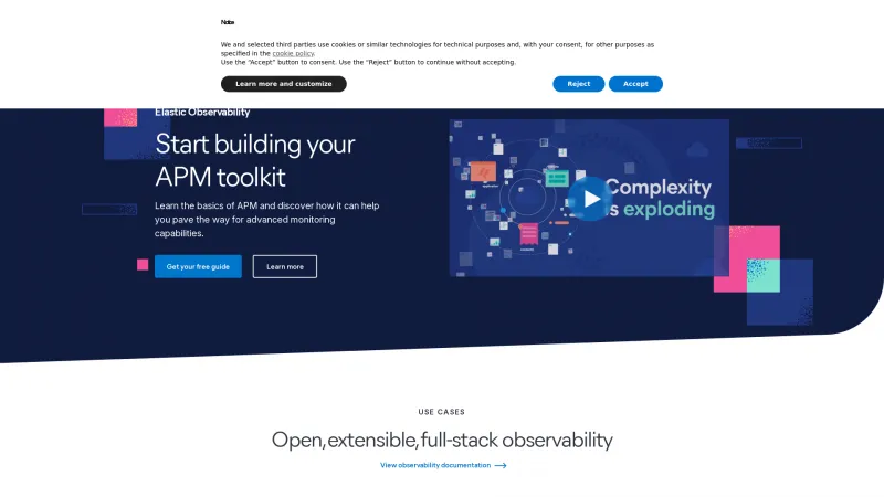 Homepage of Elastic Observability