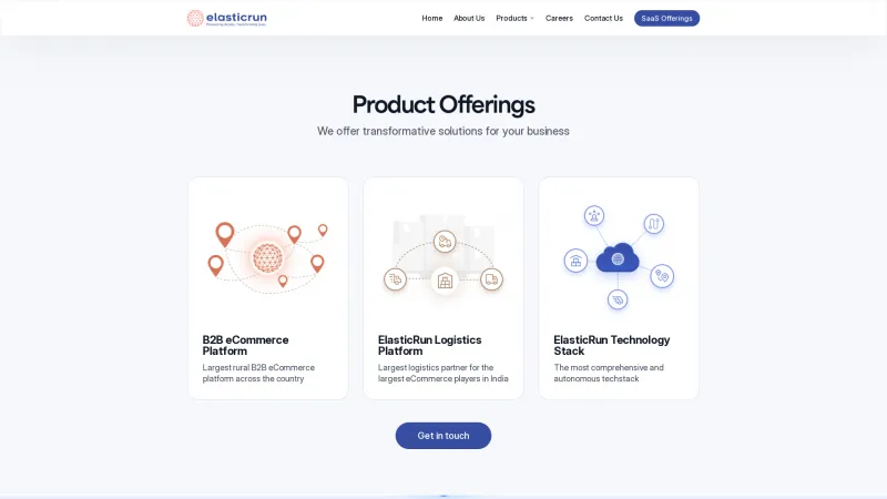 Homepage of ElasticRun