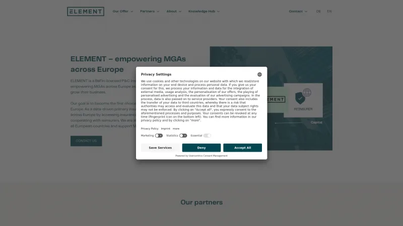 Homepage of ELEMENT