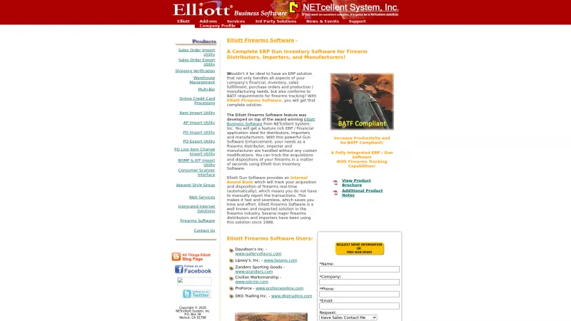 Homepage of Elliott Firearms Software