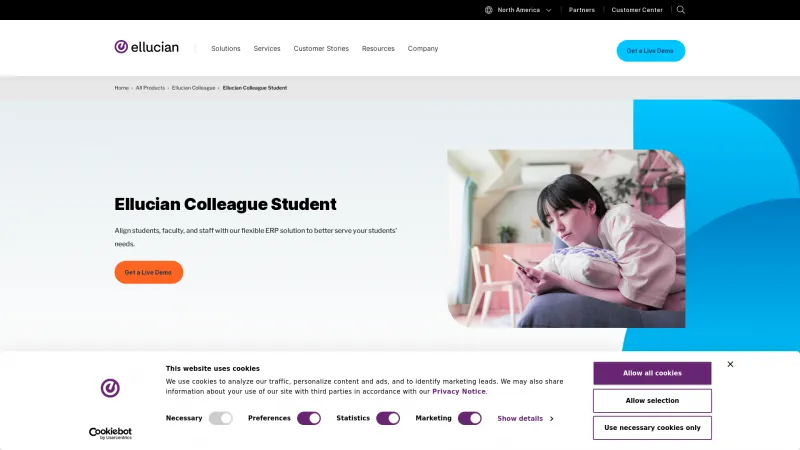 Homepage of Ellucian Colleague Student