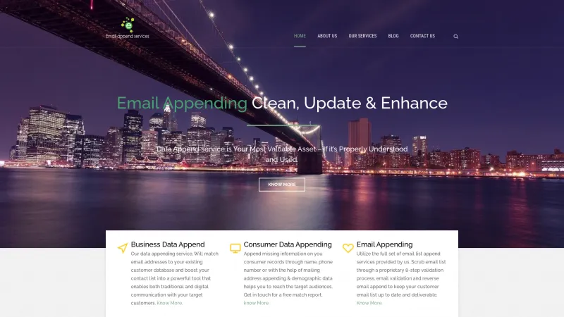 Homepage of Email Append Services