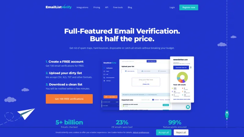 Homepage of EmailListVerify