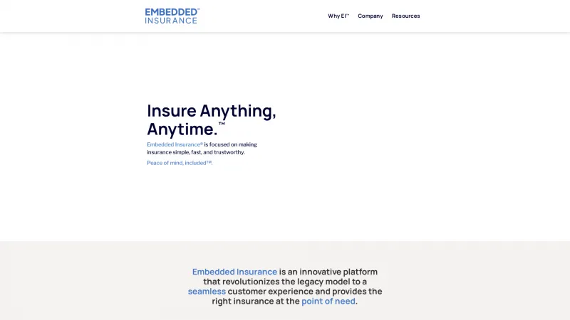 Homepage of Embedded Insurance