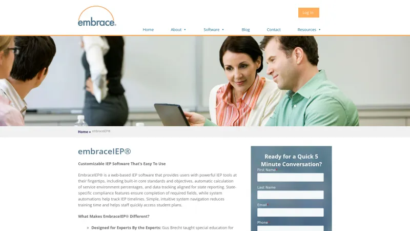 Homepage of EmbraceIEP