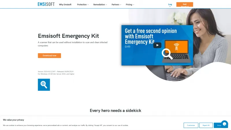 Homepage of Emsisoft Emergency Kit