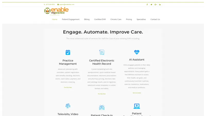 Homepage of Enablemypractice