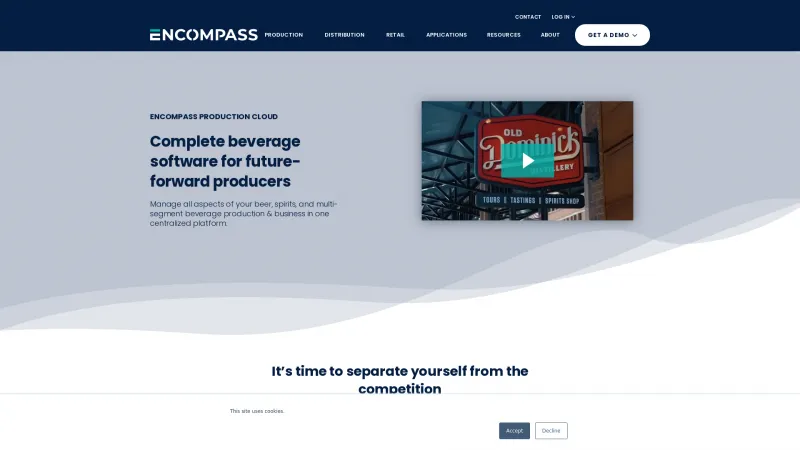 Homepage of Encompass Production Cloud