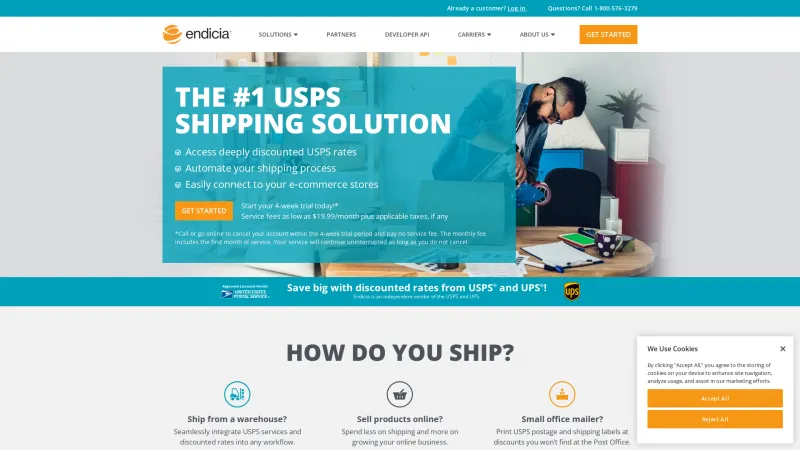 Homepage of Endicia