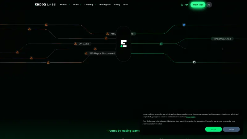 Homepage of Endor Labs