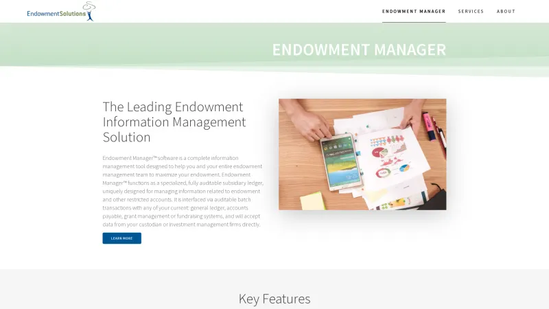 Homepage of Endowment Manager