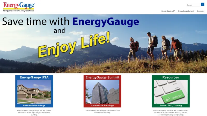 Homepage of EnergyGauge