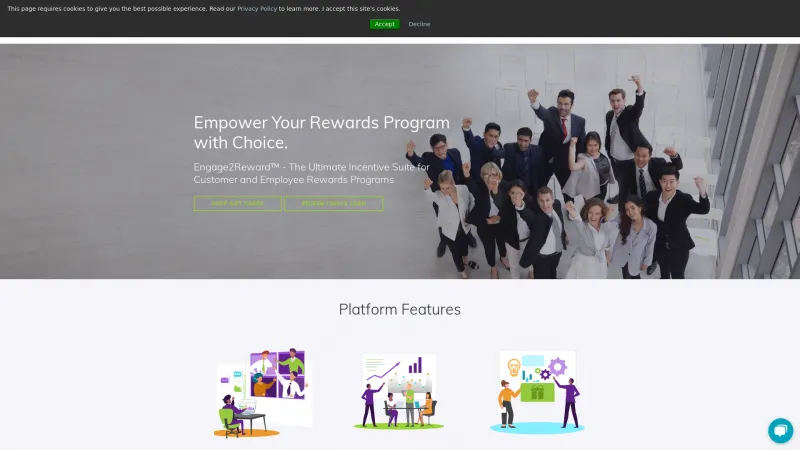 Homepage of Engage2Reward