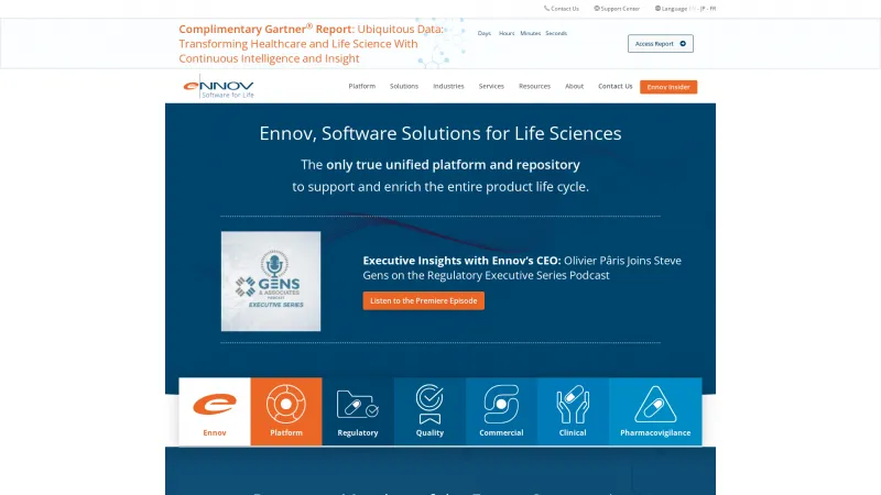 Homepage of Ennov Quality Suite