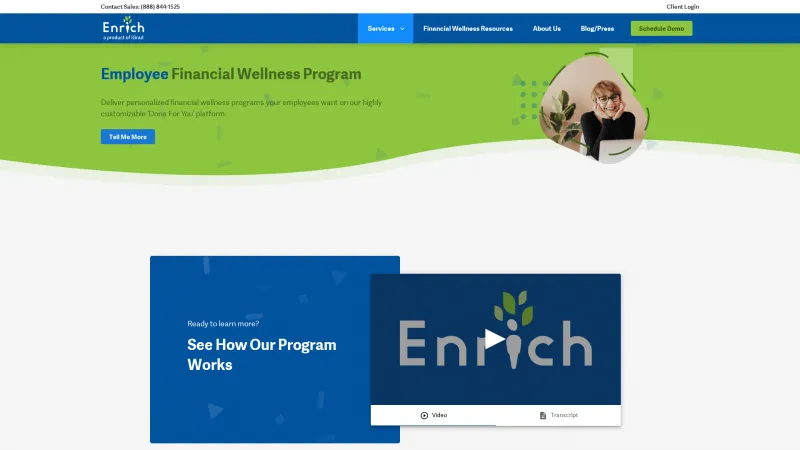 Homepage of Enrich Financial Wellness