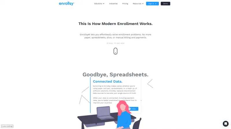 Homepage of Enrollsy