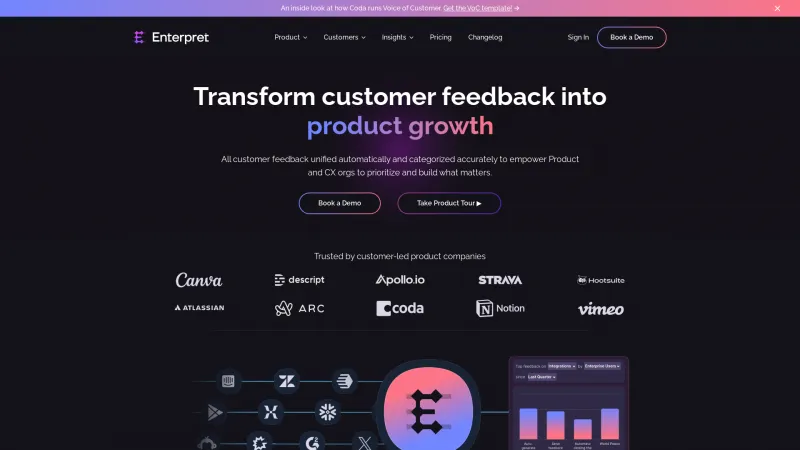 Homepage of Enterpret