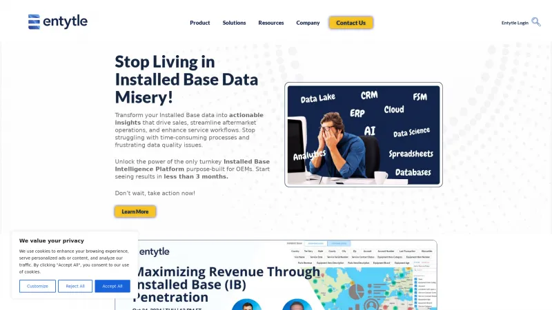 Homepage of Entytle Insyghts