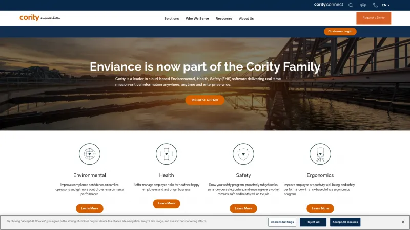 Homepage of Enviance