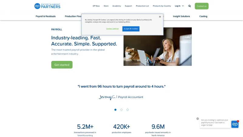 Homepage of EP Payroll