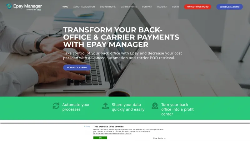 Homepage of Epay Manager