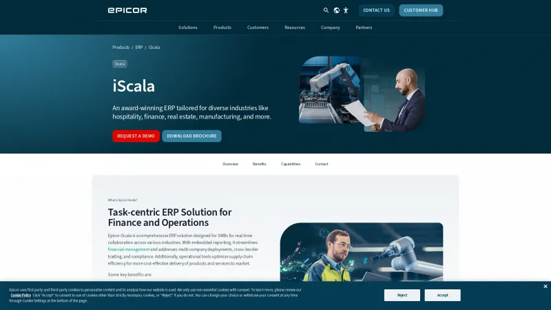 Homepage of Epicor iScala