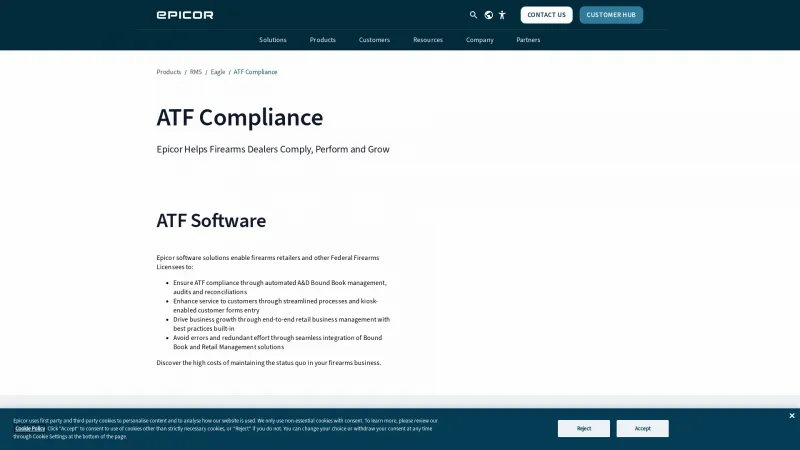 Homepage of Epicor FFL Compliance Manager