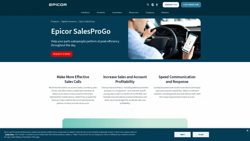 Homepage of Epicor SalesProGo