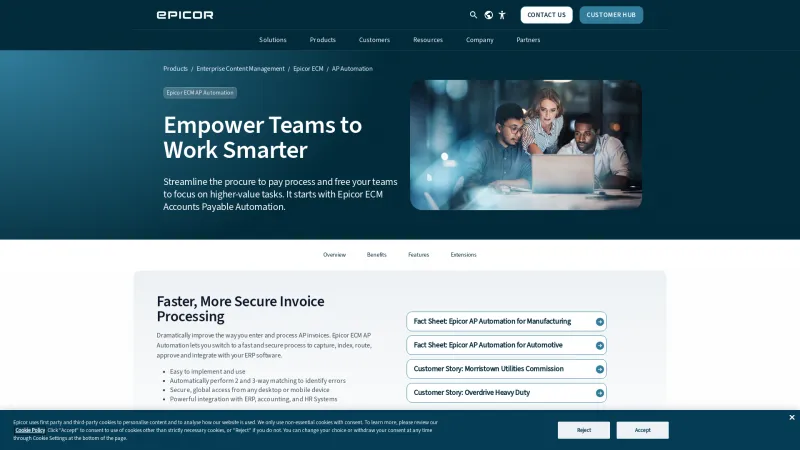 Homepage of Epicor ECM AP Automation