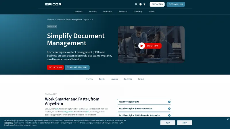 Homepage of Epicor ECM