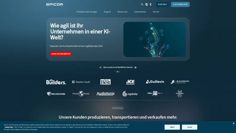 Homepage of Epicor Advanced MES